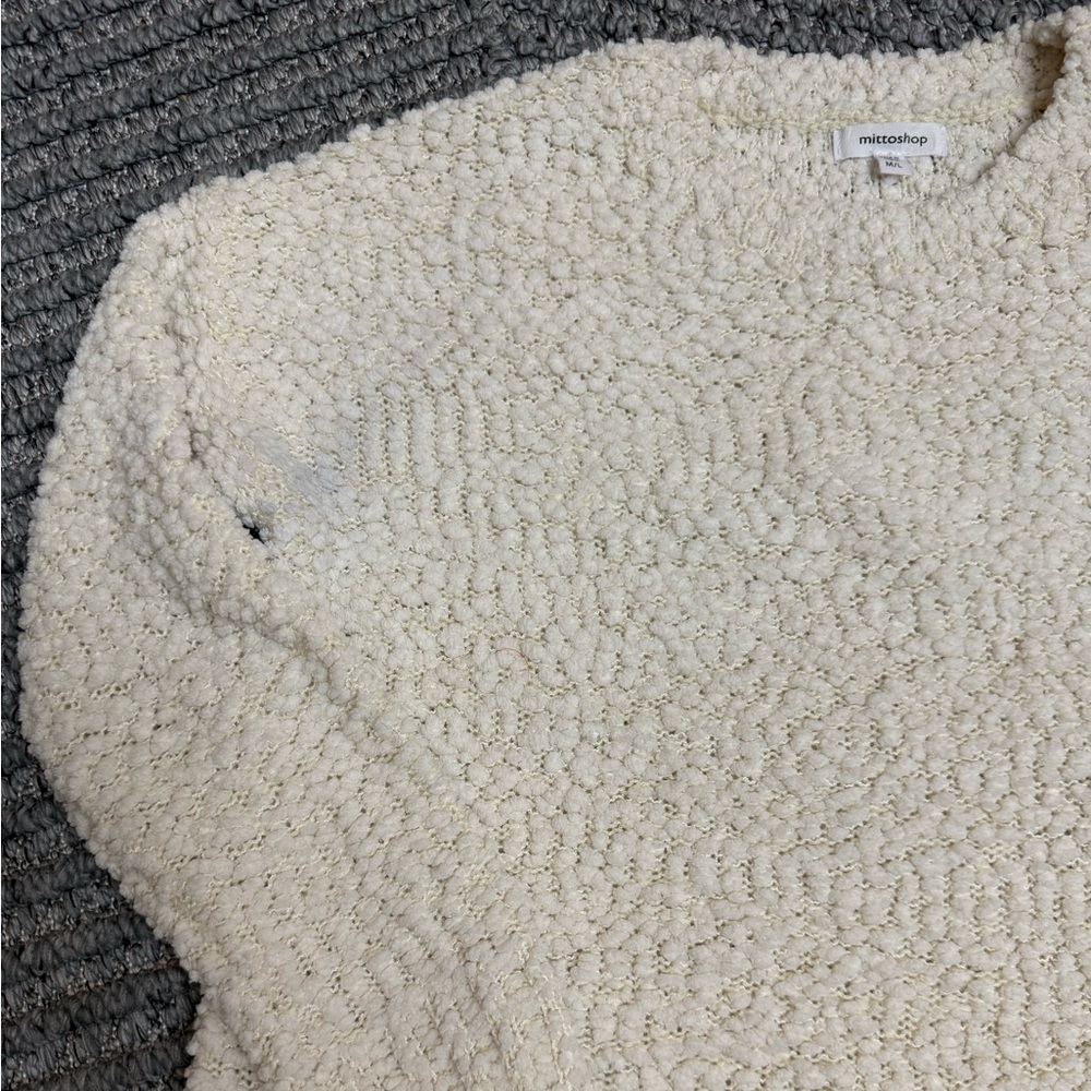 Mittoshop Cream Textured Knit Top